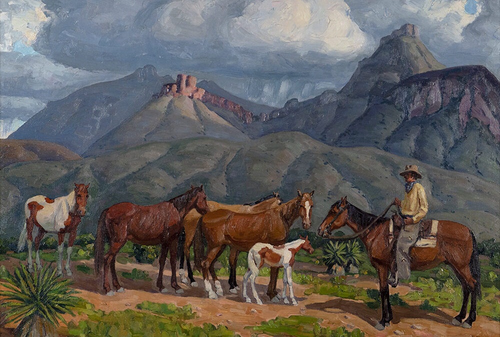 Storm-Clouds-Burnham-Ranch-Big-Bend-circa-1937-1938-oil-on-canvas-18×24-inches