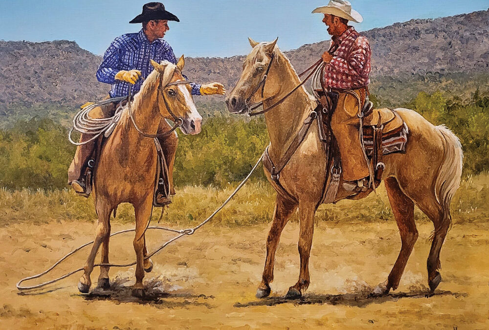 Herman-Walker-Horseplay-Oil-on-Canvas-14×18
