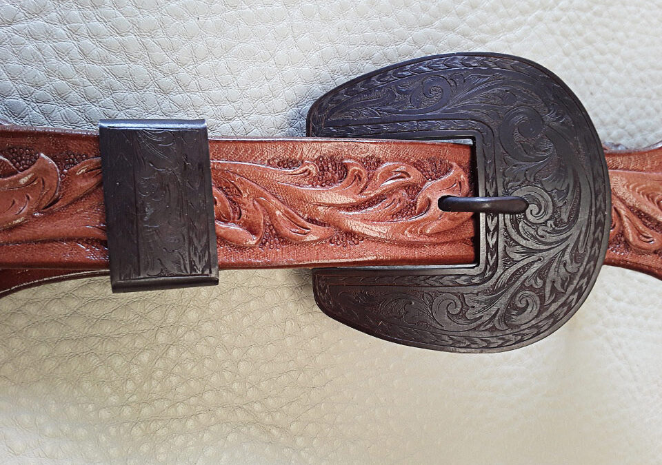 Engraved Steel Belt Buckle Set by Jay T. Hudson