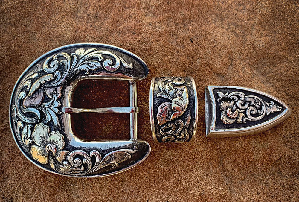 Justin-Diver-Three-Piece-Buckle-Set-Sterling-Silver-14k-Rose-and-yellow-gold