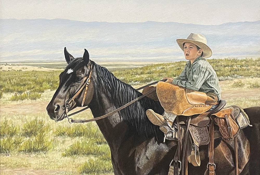 Katheryn-Merrill-I’ll-be-a-Doggone-Cowboy-Colored-and-Pastel-Pencil-on-Sanded-Paper