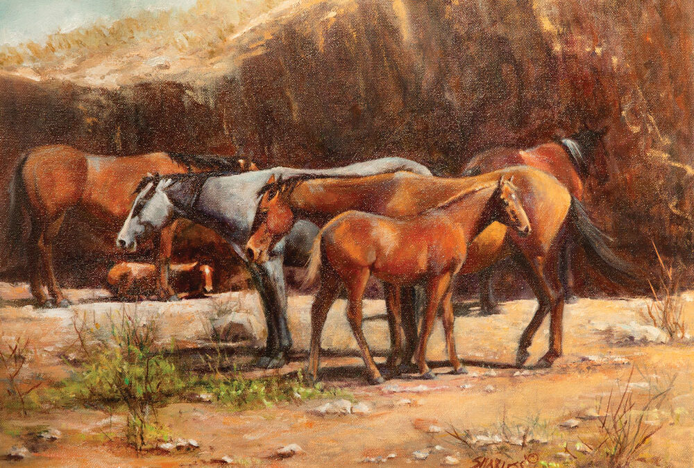 Sarah-Harless-The-Mare-Band-Oil-on-Canvas-18×22