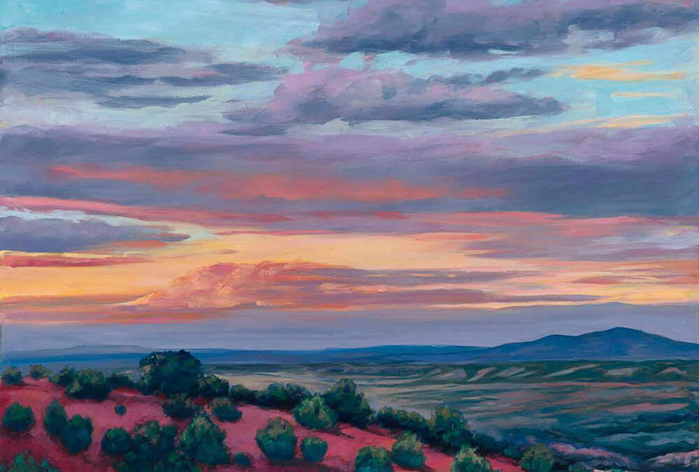 Caroline-Korbell-Carrington-Twilight-in-Santa-Fe-Oil-on-Paper