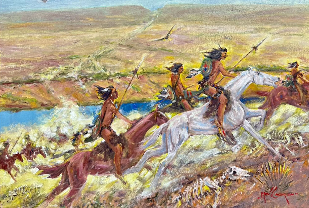 Mike-Capron-Comanches-Going-back-to-Mexico-for-More-Horses-Oil-on-Canvas