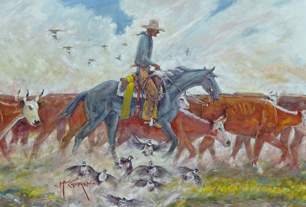 Mike-Capron-Trailin-on-Cattle-on-the-Babbitts-Oil-on-Canvas