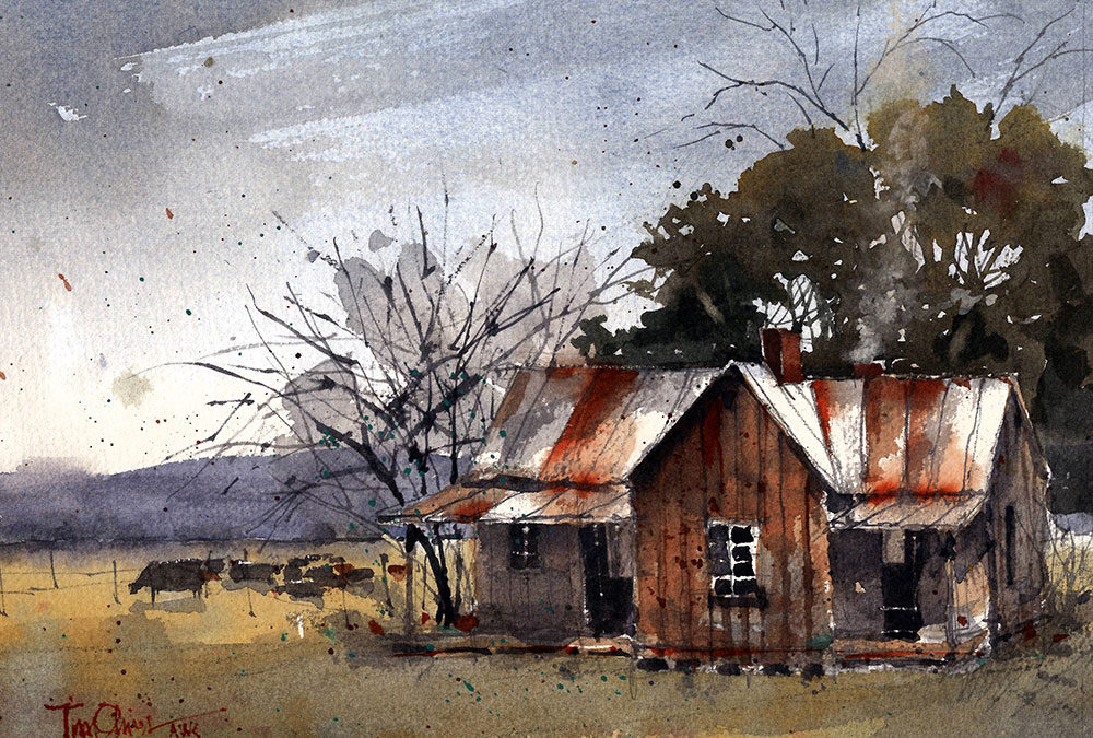 Tim-Oliver-80-Johns-Cabin-Watercolor-en-Plein-Air