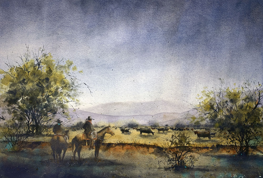 Tim-Oliver-Good-Grass-Sweet-Water-and-Fat-Cows-Watercolor