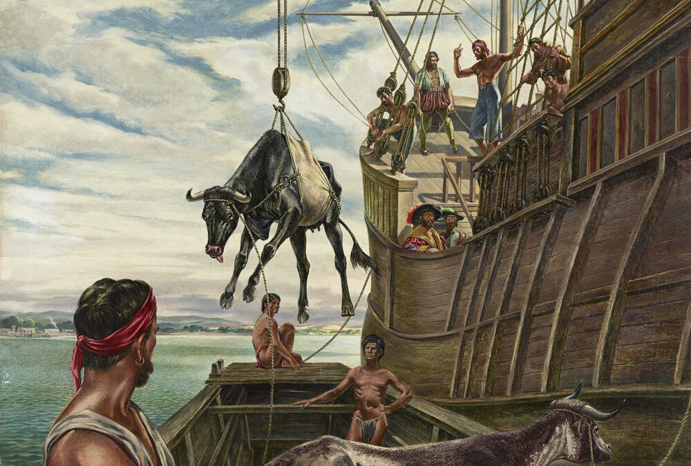 Tom-Lea-Unloading-the-First-Cattle